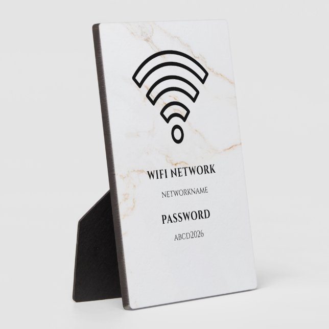 Wifi Network and Password Black Plaque (Side)