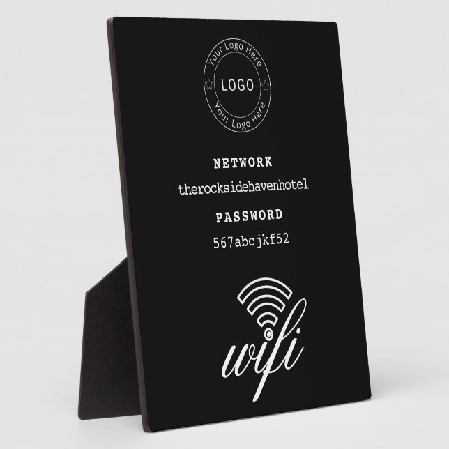 Wifi Network and Password Black Plaque (Side)