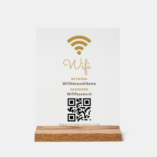 Wifi Network and Password Business Retail Acrylic Sign (Front)