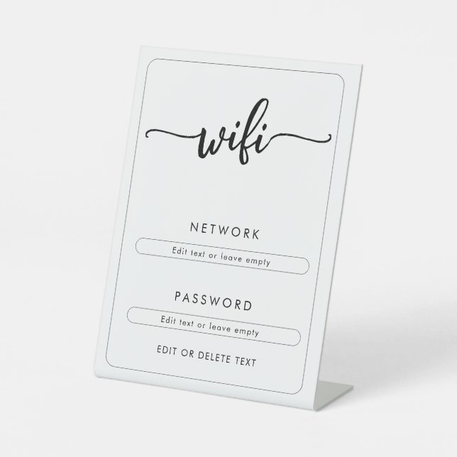 Wifi Network and Password Business Retail Pedestal Sign (Front)