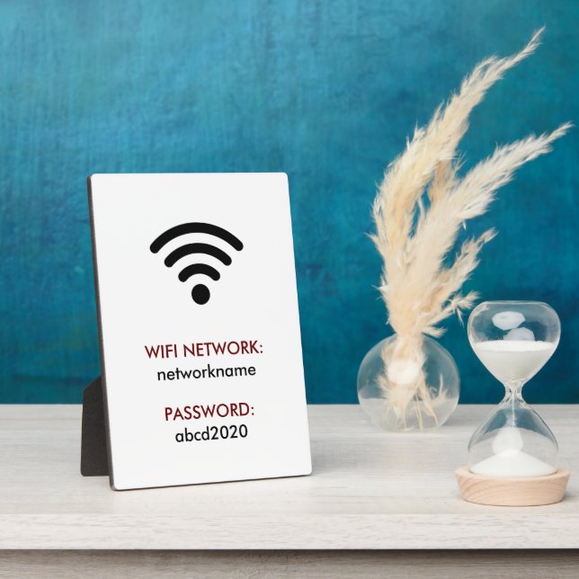 Wifi Network and Password Business Retail Plaque (Side)