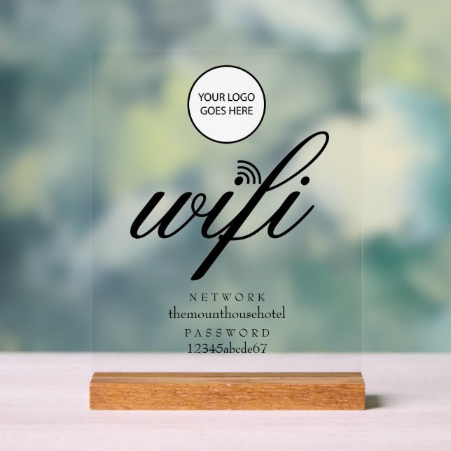 Wifi Network and Password Logo Acrylic Sign (Neutral)