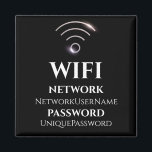 WiFi Network and Password Magnet<br><div class="desc">WiFi Network and Password Magnet features simple pink WiFi network sign & modern text template in black background.A perfect design for Hotels, cafe, Office, Guest room, rental home.Also great as gift to your family .Please click on the personalise button to customise it with your text .Kindly visit my store "...</div>