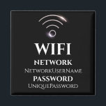 WiFi Network and Password Magnet<br><div class="desc">WiFi Network and Password Magnet features simple pink WiFi network sign & modern text template in black background.A perfect design for Hotels, cafe, Office, Guest room, rental home.Also great as gift to your family .Please click on the personalise button to customise it with your text .Kindly visit my store "...</div>