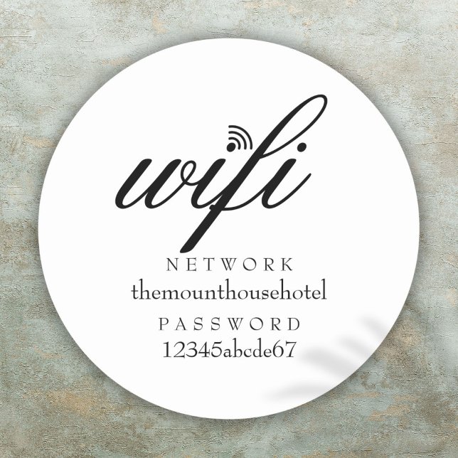 Wifi Network and Password Sign Classic Round Sticker (Wifi Network and Password Sign Classic Round Sticker)