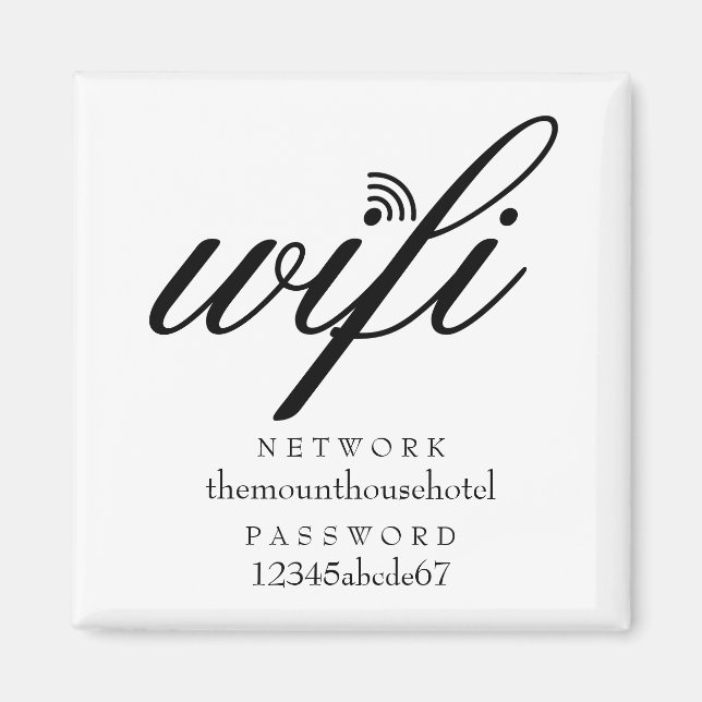 Wifi Network and Password Sign Magnet (Front)
