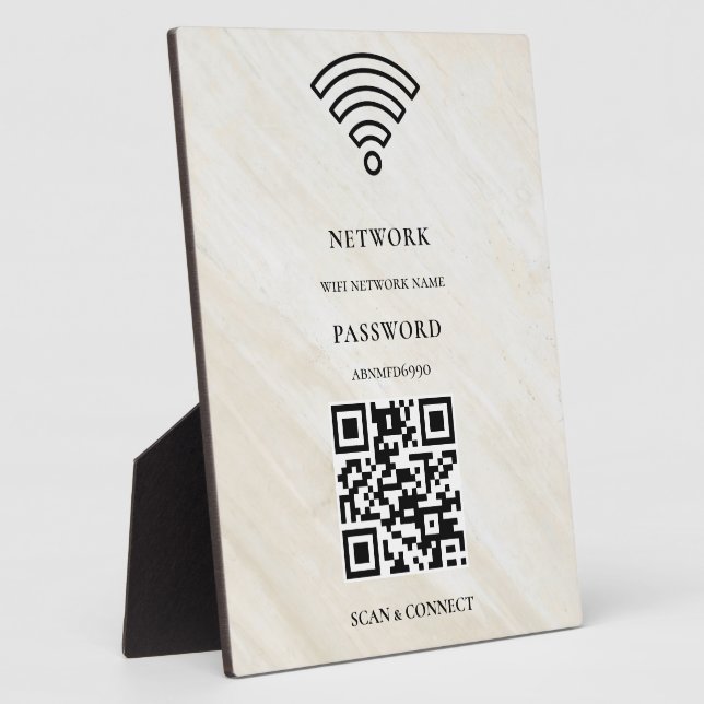 Wifi Network and Password White Plaque (Side)