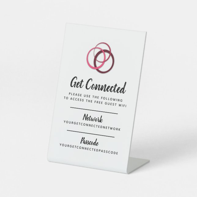 Wifi network passcode guest information custom pedestal sign (Front)