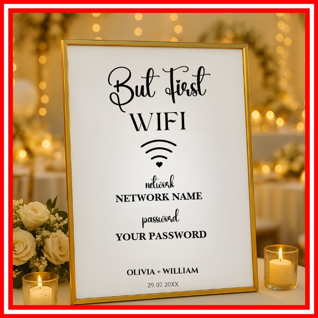 Wifi Network Password Elegant Modern Wedding Sign (Creator Uploaded)
