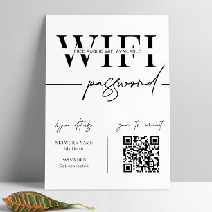 WIFI Network Password QR Code Black & White Modern Poster
