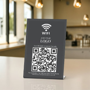WiFi Network Password Scan to Connect QR Code Logo Pedestal Sign