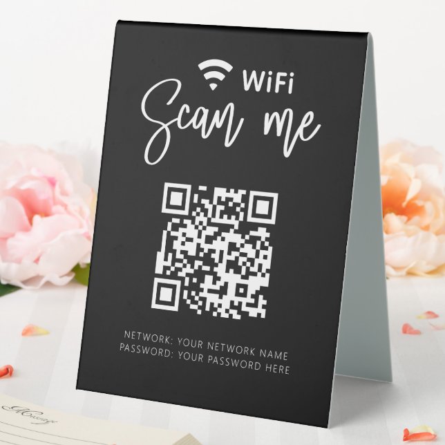 Wifi Network QR Code Black Modern Business (In SItu (Wedding))