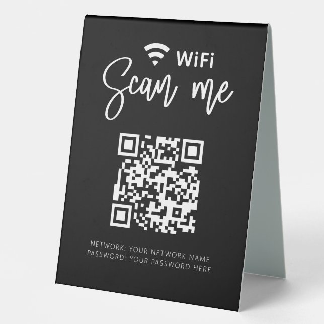 Wifi Network QR Code Black Modern Business (Front)
