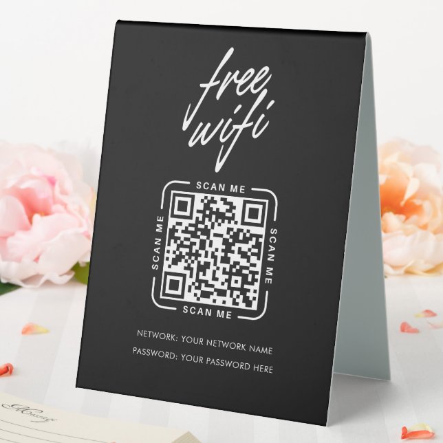 Wifi Network QR Code Black Modern Business (In SItu (Wedding))