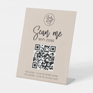 Wifi Network QR Code Scan Me Blush Pink Business Pedestal Sign