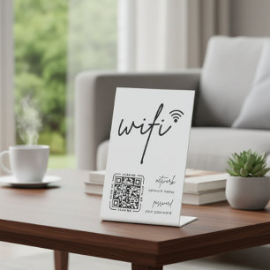 Wifi Network QR Code White Modern Business Pedestal Sign
