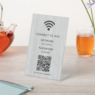 WiFi Network Scan QR Code to Connect to Internet Pedestal Sign