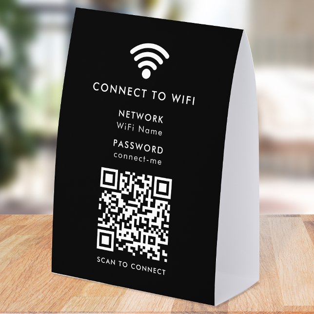 WiFi Network Table Tent | QR Paper Tabletop Sign (Wi-Fi paper table tent signs with interactive QR code, connecting visitors seamlessly to your WiFi)
