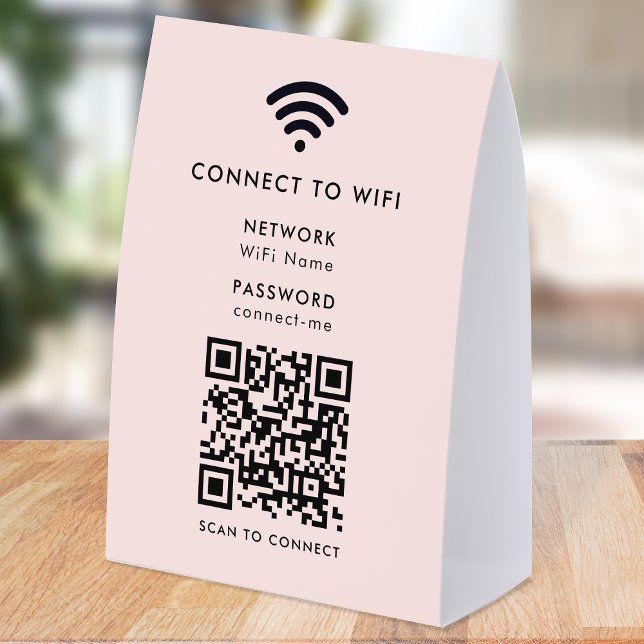 WiFi Network Table Tent | QR Paper Tabletop Sign (Wi-Fi paper table tent signs with interactive QR code, connecting clients seamlessly to your WiFi)