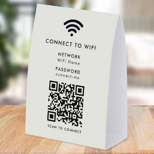 WiFi Network Table Tent   QR Paper Tabletop Sign