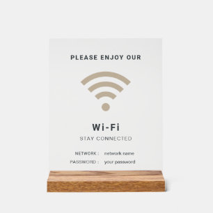 Wifi Password and Network Personalised  Acrylic Sign