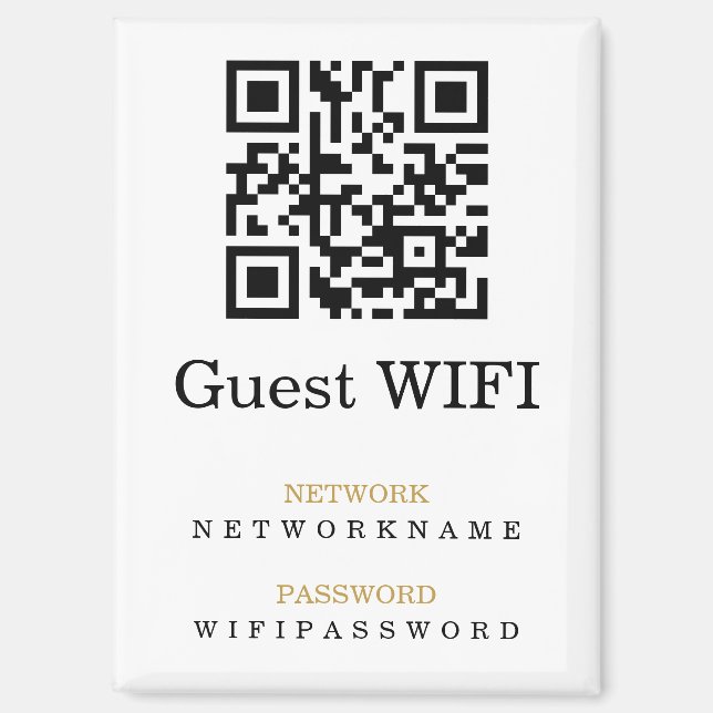 Wifi Password and Network Personalised QR Code Magnet (Front)