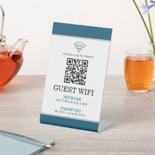 Wifi Password and Network Personalised QR Code Pedestal Sign