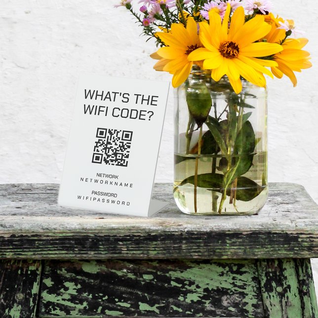 Wifi Password and Network Personalised QR Code Pedestal Sign (Creator Uploaded)