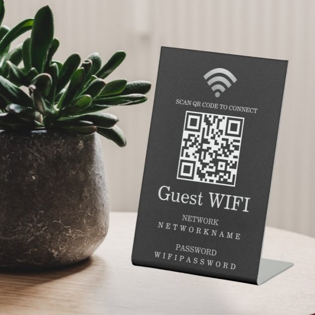 Wifi Password and Network Personalised QR Code Pedestal Sign (Creator Uploaded)