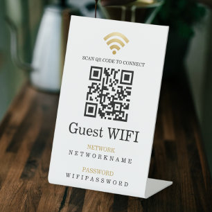 Wifi Password and Network Personalised QR Code Pedestal Sign