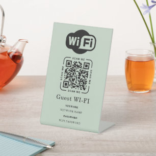 Wifi Password and Network Personalised QR Code Pedestal Sign