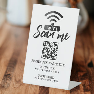 Wifi Password and Network Personalized QR Code Pedestal Sign