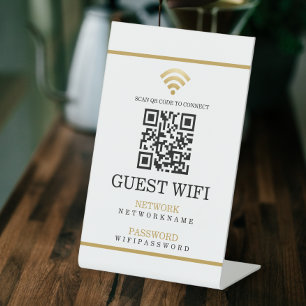 Wifi Password and Network Personalized QR Code Pedestal Sign