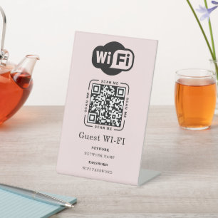 Wifi Password and Network Personalized QR Code Pedestal Sign