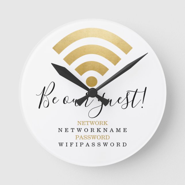 Wifi Password and Network Personalized Round Clock (Front)