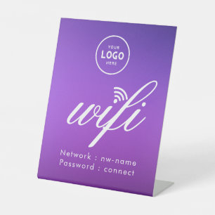 WiFi Password Code Business Logo Blue  Pedestal Sign