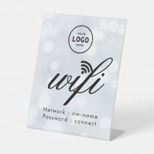 WiFi Password Code Business Logo Blue  Pedestal Sign