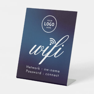 WiFi Password Code Business Logo Blue  Pedestal Sign
