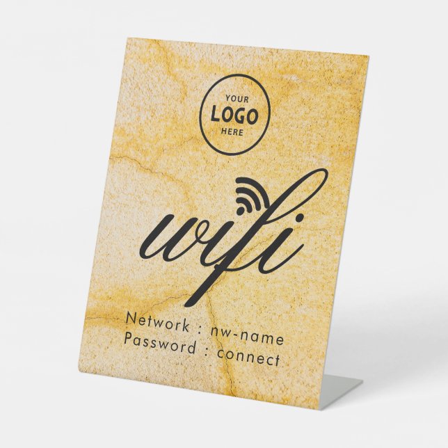 WiFi Password Code Business Logo Blue  Pedestal Sign (Front)