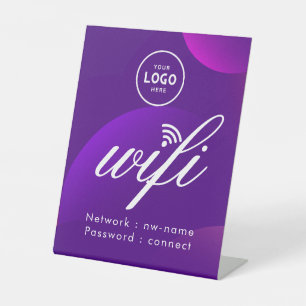 WiFi Password Code Business Logo Blue Pedestal Sign