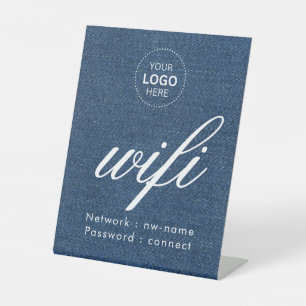 WiFi Password Code Business Logo Pedestal Sign