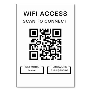Wifi Password & Network Personalised QR Code Card