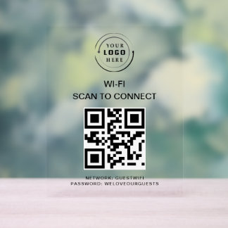 Wifi Password | QR Code Scan to Connect  Acrylic Sign