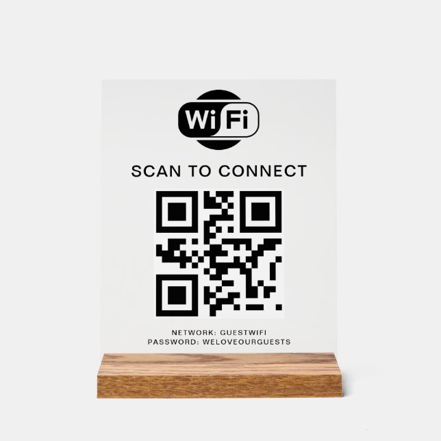 Wifi Password | QR Code Scan to Connect Acrylic Sign (Front)