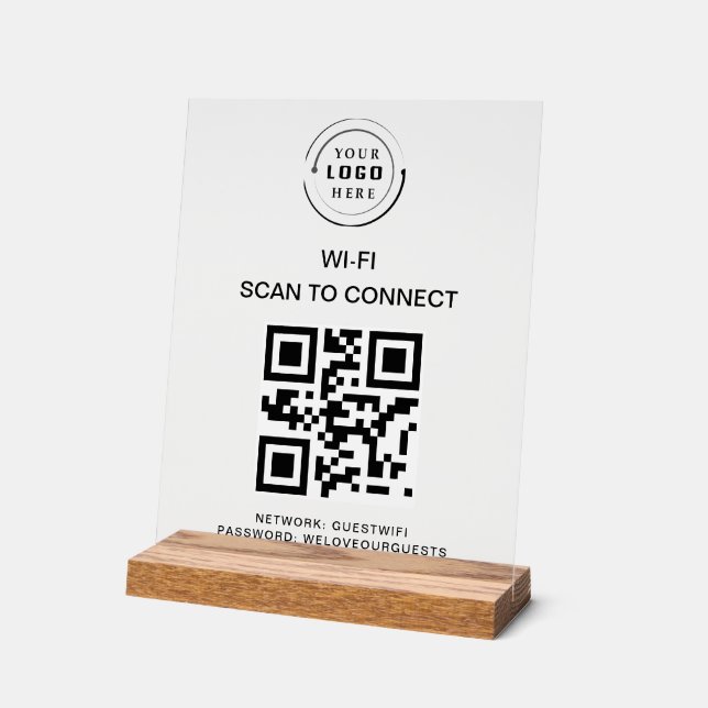 Wifi Password | QR Code Scan to Connect  Acrylic Sign (Angle)