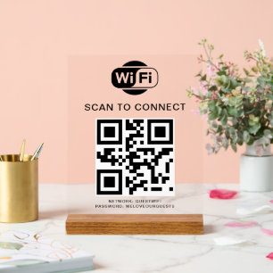 Wifi Password QR Code Scan to Connect Acrylic Sign