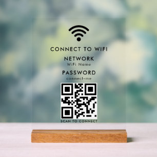 Wifi Password   QR Code Scan to Connect  Acrylic Sign