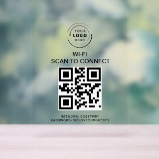 Wifi Password | QR Code Scan to Connect  Acrylic Sign