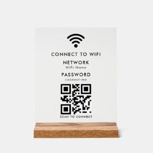 Wifi Password   QR Code Scan to Connect  Acrylic Sign