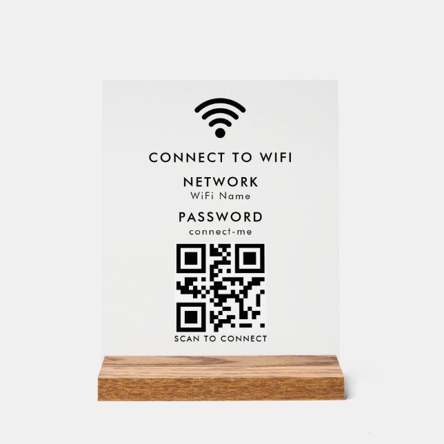 Wifi Password | QR Code Scan to Connect  Acrylic Sign (Front)